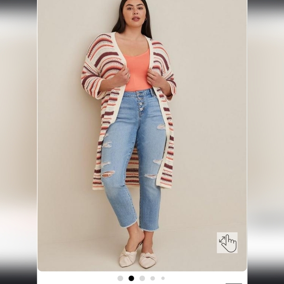 Torrid Size 0 - Kimono Cardigan - Cotton Multi Stripes - Picture 5 of 7